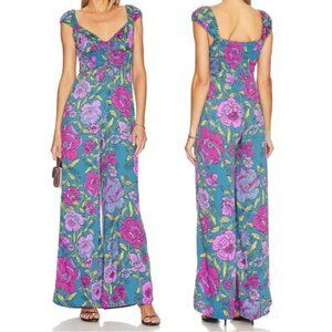NWT Free People Women's Rolling Hills Jumpsuit in Bluebell Combo Size Small